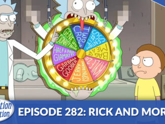 RIck showing Morty his wheel of replacement Morty's